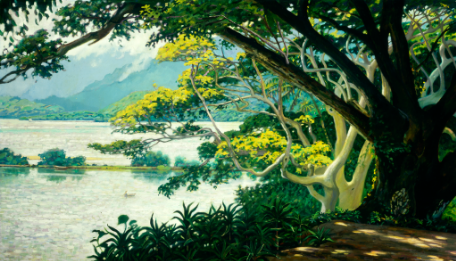 Mooliihi Fishpond — painting by Dennis Morton